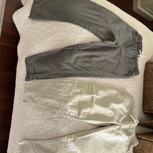 Old Navy 5T Grayish and Light Khaki Drawstring Chino Pants - 2 pair